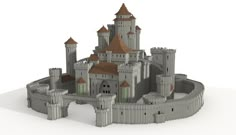 an image of a castle that is made out of legos and has red roof tops