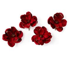 three red flowers sitting on top of each other