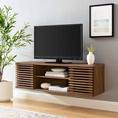 Modway Render 46 Wall-Mount Media Console TV Stand | TV Stands | Modishstore Modern Tv Stand Wall, Wall Tv Stand, Wall Mounted Media Console, Modern Living Room Table, Console Tv Stand, Wall Mount Tv Stand, Tv Consoles, Floating Tv Stand, Floating Tv