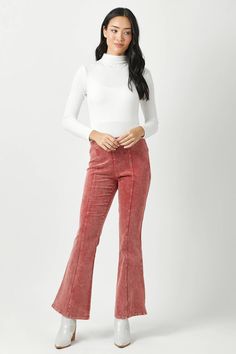 Turn heads and rock a retro vibe with these Washed Corduroy Flare Pants! Featuring a convenient side zipper closure, these pants are the perfect combination of style and comfort, providing a full length fit that will have you looking and feeling fabulous. Side Zipper Non-Stretch Fitted Slightly Flared Bottom Content & Care 100% Cotton Machine ash Cold - Air Dry Measurement guide Small- Waist 26" Inseam 28" Medium- Waist 28" Inseam 29" Large- Waist 30" Inseam 29.5" Corduroy Flare Pants, Cords Pants, Pants Large, Rock A, Kimono Jacket, Cold Air, Overall Dress, Retro Vibe, Small Waist