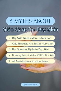 Discover 5 skincare myths about dry skin! 💦 1: Over-exfoliating helps dry skin (it doesn't!). 🚫 over-exfoliating can strip the skin of its natural oils, leading to increased dryness and irritation 2: All oily products are good (choose non-comedogenic!). 🌿 Some can clog pores and cause breakouts. It’s important to choose non-comedogenic oils that are specifically formulated for dry skin. 3: Hot showers hydrate skin (they strip natural oils!). 🚿 It’s better to opt for lukewarm water and limit shower time to prevent further drying out your skin. 4: Drinking water alone fixes dryness (use topical moisturizers!). 💧  5: All moisturizers are the same, theyre not! (look for hyaluronic acid, glycerin, and ceramides!). 🧴 Follow for more skincare tips! Skin Care For Dry Skin, Skincare Myths, Non Comedogenic Oils, Minimalist Skincare, Healthy Skin Tips, Do's And Don'ts, Shower Time