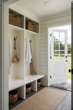 the entryway is clean and ready for guests to use it as a storage area