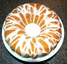 a bundt cake sitting on top of a white plate