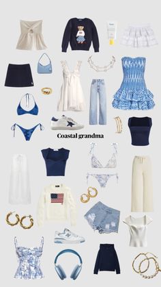 Coastal Party Outfit, Blue White Summer Outfit, Costal Grandaughter Aesthetic Outfits, Coastal Granddaughter Aesthetic Clothes, French Coastal Style Clothes, Costal Granddaughter Dress, Ocean Outfit Ideas, Costal Girl Outfit, The Summer I Turned Pretty Outfits Aesthetic