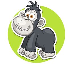 a cartoon gorilla sitting on top of a green circle