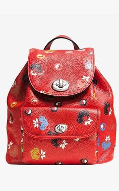 Coach mini turnlock rucksack in floral-print leather, $350. Clueless Cher, 90s Accessories, Bag Obsession, Rucksack Backpack, Stylish Backpacks, Woman Bags Handbags, Bag Trends, Clueless, Mini Backpack