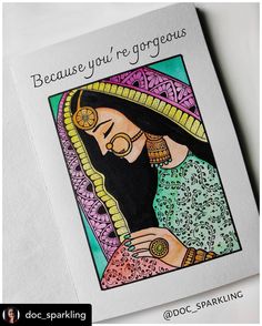 a greeting card with an image of a woman