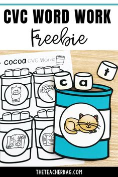 the cvc word work worksheet is filled with words and pictures to help students practice