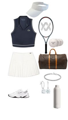 Louis Vuitton bag, tennis outfit idea, old money outfit Old Money Tennis Outfit, Old Money Tennis, Academia Clothes, Looks Party, Training Clothes, Girl Fits