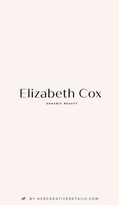 the logo for elizabeth cox organic beauty is shown in black on a light pink background