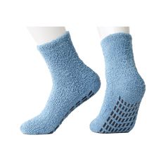 Fuzzy and warm, these misty blue socks also feature non-slip soles to give you a bit of extra security on slippery floor surfaces.If your feet are happy, your day is on its way to a being good one. That's why our socks are not only durable and comfortable, they add another level of style to your wardrobe, too. Our women's socks are soft and strong - with hand-sewn toes for a smooth finish. These socks are a combination of: 65% cotton (for cool, dry, comfortable feet) 32% polyamide (for an extra Hospital Socks, Grippy Socks, Slippery Floor, Blue Socks, Women's Socks, Socks Women, Hand Sewn, Mist, Hand Sewing