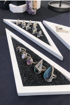 Embrace the wonders of the cosmos with our one-of-a-kind gemstone rings 🌟 Discover stunning, handcrafted treasures that showcase your unique style and personality. Each ring is a true work of art, perfect for the adventurer within! 💙 Labradorite Rings, Cosmic Jewelry, Moonstone Rings, Dainty Band, Triangle Ring, Simple Band, Geometric Ring, Gemstone Cabochons, Labradorite Ring