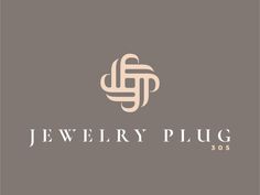 the jewelry plug logo is shown in white and beige on a gray background, with an elegant