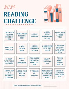 the reading challenge poster with books on it