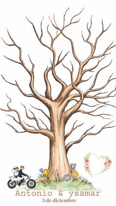 Tree No Leaves Drawing, Family Tree Background, Wedding Fingerprint Tree, Majestic Tree, Tree Tattoos, Diy Photo Book, Fingerprint Tree, Tree Templates, Theme Nature