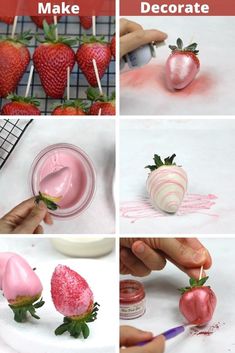 how to decorate strawberries with pink icing