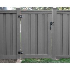 two gray gates with black handles on each side