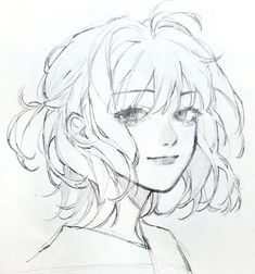 a pencil drawing of a woman's face with curly hair and eyes, looking to the side