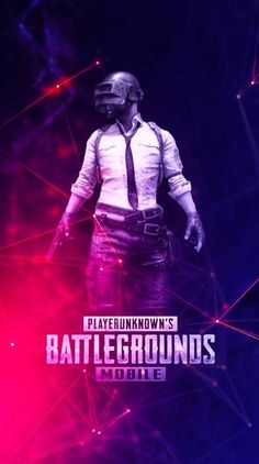 the poster for player unknown's battlegroundss is shown in purple and red