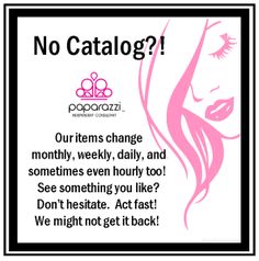 a sign that says no catalog with a woman's face and the words, no catalog