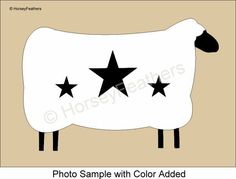 a sheep with five stars on it's back and the words, photo sample with color added