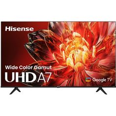 the uhd7 tv is shown with an image of a red flower on it