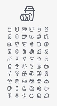 the coffee icon set is shown in black and white