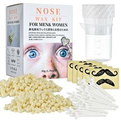 Welcome to my store！ Nose Hair Removal Wax Beads Kit Nasal Ear Hairs Effective Painless For Men Women Description Features: You can easily remove nose and ear hairs by heating the nasal wax in a microwave oven at home, leaving your nose and ears clean and refreshing. Effective and painless, the specially designed safety wax applicator fits the inside of the nose, removing only the long and visible hairs, leaving the important hairs deep in the nose undisturbed. Everything is done in a simple pai Nose Waxing, Easy Nose, Ear Hair Removal, Nose Hair Removal, Hair Removal Wax, Wax Kit, Wax Bean, Remove Wax, Beard Kit