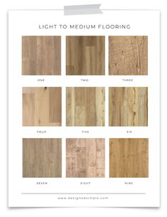 the light to medium flooring color chart with different types of wood floors and their names