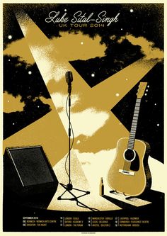 a poster with an acoustic guitar and microphone