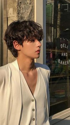 Curly Korean Hairstyles Men, Aesthetic Hairstyles Boys, Perm On Asian Hair Guy, Korean Male Haircut Curly, Asian Guy With Curly Hair, Short Hair Aesthetic Men, Curly Korean Hair Men, Asian Men Hairstyle Curly, Wavy Guy Hair