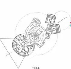 an image of a drawing of a car's engine and its parts on it