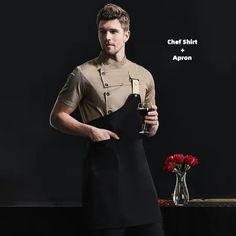 Kitchen Jacket Catering Uniform Short Sleeve Chef Clothes Hotel Waitress Restaurant Workwear Bakery Sushi Chef Coat Cooker Shirt, Size:XL CSF-004, Beige Catering Uniform, Restaurant Uniforms, Chef Jackets, Chef Shirts, Chef Wear, Chef Clothes, Chef Uniform, Female Chef, Chef Coat