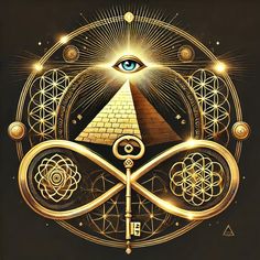 an all seeing symbol with the eye of providence in it's center, surrounded by other symbols