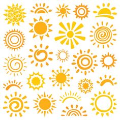 an orange and white sun icon set on a white background