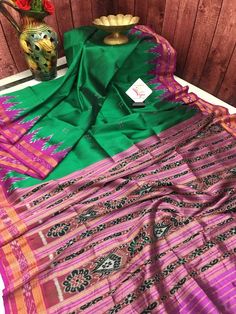 Forest Green Color Sambalpuri Silk Saree Saree Sale, Forest Green Color