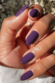 Nail Colors For Dark Skin, Purple Gel Nails, Dark Purple Nails, Violet Nails, Summer Nail Colors, Colors For Dark Skin, Purple Nail Designs, Purple Nail, Dark Nails