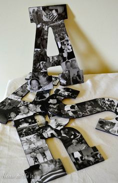 the letters are made out of photos