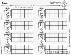 a printable worksheet for numbers to be written in the form of ten frames