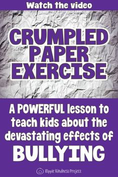 a purple poster with the words crumpled paper exercise on it and an image of a