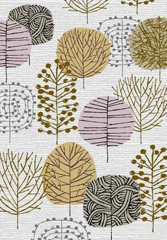 a pattern with trees and leaves on it