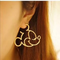 Brand New And Super Cute! Offers Welcomed Bundle And Save! New Items Added Daily Mouse Earrings, Mickey Earrings, Gold Ear Jacket, 14k Gold Hoop Earrings, Small Gold Hoop Earrings, Mickey Mouse Earrings, Small Gold Hoops, Hammered Hoop Earrings, Hoop Earrings Style