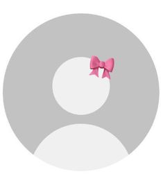 a pink bow on top of a gray circle with white circles in the middle and bottom