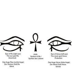 an egyptian symbol with three different eyes and the symbols for each eye are shown in black