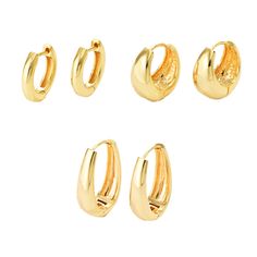 PRICES MAY VARY. ♥Trendy Hoop Earrings♥ 3 pairs thick hoop earrings will expand a women's fashion wardrobe with a classic, timeless style. Never outdated. ♥14K Gold Earrings Plated Hoops♥ Made of brass material. Hypoallergenic, stand wear and tear, not easy to fade and tarnish. ♥Multiple Sizes♥ Earrings are 17mm/25mm in diameter, which can be combined and matched to wear on different parts of the ear. The clasp is flexible, earrings are light weight and super easy to wear and take off. ♥ EXQUISI Gold Hoop Earrings Set, Hoop Earrings Pack, Random Accessories, Hoop Gold Earrings, Earrings Pack, Owl Earrings Studs, Earring Styles, Thick Hoop Earrings, Jewelry For Girls