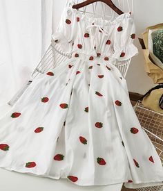 Cute A line fruit dress fashion girl dress Shein Dress Casual, Fruit Dress, Summer Dress Outfits Casual, Summer Dresses With Sleeves, Summer Dress Trends, Outfits Juvenil, Summer Dress Patterns, Summer Black Dress, Summer Fashion Dresses