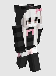 an image of a minecraft character in black and white with pink accents on his chest