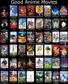 an image of anime movies on the screen with many different titles and characters in them