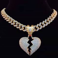 Hip Hop Bling, Hip Hop Chains, Expensive Jewelry Luxury, Heart Necklace Diamond, Party Necklace, Miami Cuban, Heart Chain, Expensive Jewelry, Cuban Chain