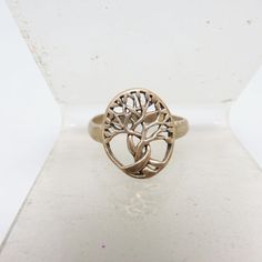 This handsome vintage tree of life ring features a cut out design in sterling silver. The ring size is on the petite size in a 7 1/4. The ring has some presence measuring just about 5/8ths inches tall. The ring is in very nice condition. It is marked 925 for sterling silver.  This will arrive in a lovely little ring box for stellar presentation or safe storage. For more vintage jewels, kindly check out my Etsy store at www.etsy.com/shop/PandPF Tree Of Life Ring, Vintage Tree, Cut Out Design, Vintage Jewels, Ring Box, Petite Size, Tree Of Life, Rings Statement, Cut Out